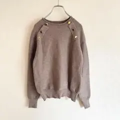 A155 ニット　セーター　金ボタン　ブラウン　ガーリー　フェミニン　長袖