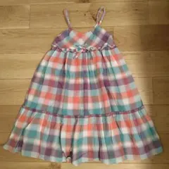 【美品】メゾピアノ　大判チェック　キャミワンピース　150