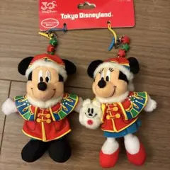 ディズニーランド　クリスマス　グッズ　ミッキー　ミニー　ぬいぐるみストラップ