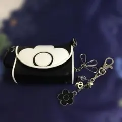 ミニハンドバッグポーチ　白黒花柄　黒花柄キーホルダー　セット　訳あり