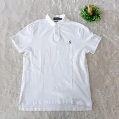 POLOラルフローレン ポロシャツ 白 半袖 鹿の子 M 定番