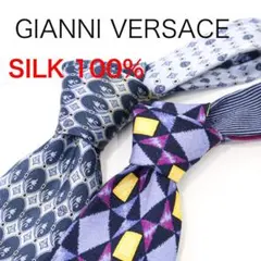 D6193F◾️ジャンニヴェルサーチ　シルク100%　ネクタイ2点セット