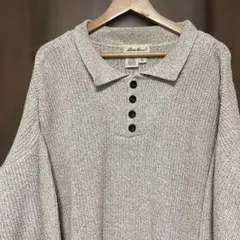 90s USA製 Eddie Bauer 襟付きニット XL ベージュ