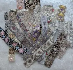 インド刺繍リボン ハギレ 25本　まとめパック