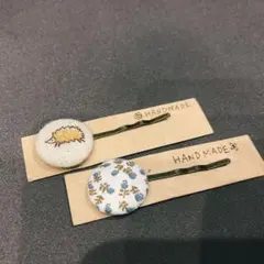 handmade＊ナチュラル雑貨　くるみボタンのヘアピン