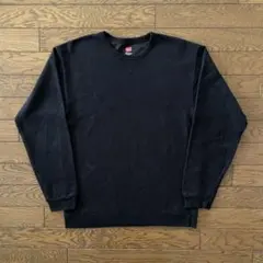 00s Hanes スウェット 前Vガゼット ブラック 無地 S