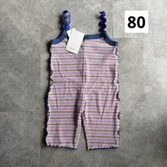 【新品】nennen ストライプオーバーオール 80