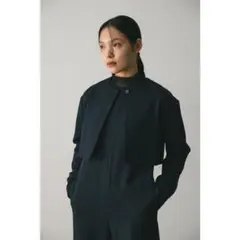 【新品未使用】ノーカラーショートジャケット&ノースリーブオールインワン