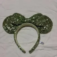 ミッキー耳 緑色スパンコールカチューシャ