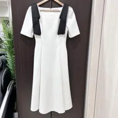 【美品】CELFORD セルフォード ショルダーリボン ロングワンピース 白36