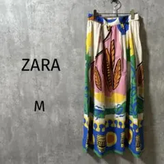 【ZARA/ザラ】カラフルプリント　ロングスカート　マキシ　総柄　M