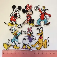 ディズニー ミッキーフレンズ アイロン ワッペン 刺繍 6枚セット