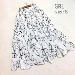 GRL 花柄 総柄 フレアスカート ミディスカート ロングスカート S ボタニ
