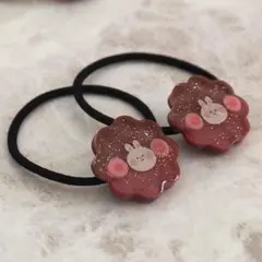 チョコうさぎ♪キッズヘアゴム2個セット