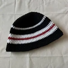 ハンドメイド バケットハット 黒 ブラック