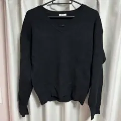 GU スムースＶネックセーター　黒