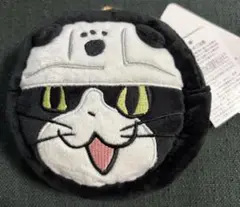 仕事猫 ぬいぐるみ ダイカットお顔ポーチ 黒