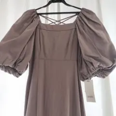 SNIDEL♡ブラウンパフスリーブロングワンピース　S