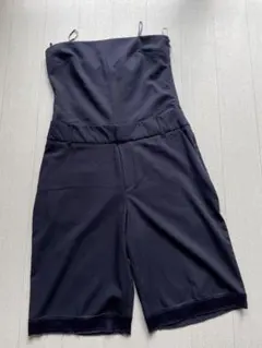 Zara ネイビー 紺 ベアトップ オールインワンS(M相当)美品