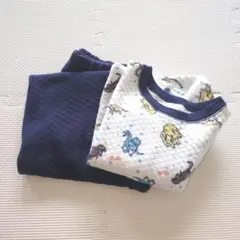 ユニクロ恐竜柄キルティングパジャマセット110