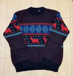 ノルディック柄 トナカイ ニットセーター｜ノーブランド 古着