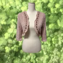 axes femme 森ガール 姫系 ピンクファー 五分袖レースカーディガン