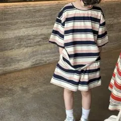 韓国子供服 ELMO ボーダーセットアップ120のサムネイル