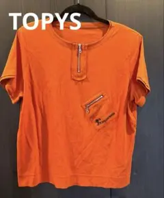美品　TOPYS オレンジ ジッパーポケット Tシャツ