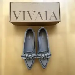 VIVAIA ビバイア ポインテッドトゥ ニットパンプス グレー 38 箱付き