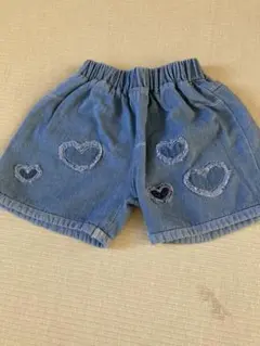 デニム ハート刺繍 半ズボン