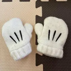 ミッキーマウス　ミトン型手袋 ホワイト