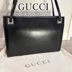 保存袋✨GUCCIグッチ ロゴ レザー シルバー金具 ショルダーバッグ ブラックのサムネイル