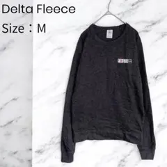 デルタフリース スウェット M ダークグレー 企業ロゴ ラグラン プリント 短丈