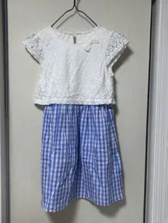 マザウェイズ レーストップス ギンガムチェックワンピース（未使用品）サイズ１３０