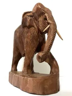 【彫刻】木製 象の彫刻 高さ19.5㎝