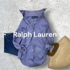 ラルフローレン コットン ボタンダウンシャツ クラシックフィット ブルー