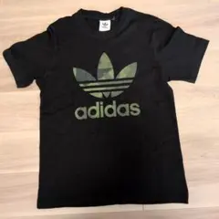 adidas アディダス ロゴTシャツ　 ブラックxカモ Lサイズ
