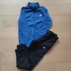 adidas キッズジャージ上下セット 青黒 140cm