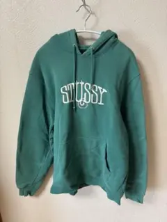 352【入手困難】ステューシー♤刺繍ビッグロゴ　希少　パーカー　即完売品　人気 STUSSY】 ステューシー 花柄 刺繍 ビッグロゴ パーカー L ☆人気
