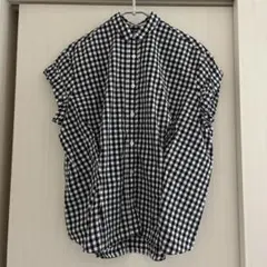 URBAN RESEARCH DOORS 半袖タックワイドシャツ ギンガムのサムネイル