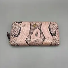 GUCCI✨️長財布 ラウンドファスナー GGモーメント パイソン レザー ピンク