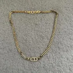 ディオール ネックレス 喜平 CDロゴ ラインストーン ゴールド レディース