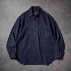 00s Banana Republic リネンシャツ レギュラーカラー ネイビーのサムネイル