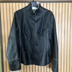 ブラック レザー ノーカラージャケット