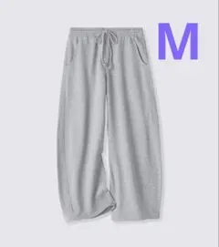 GU スウェットパンツ M 3Dバレルワイドパンツ グレー