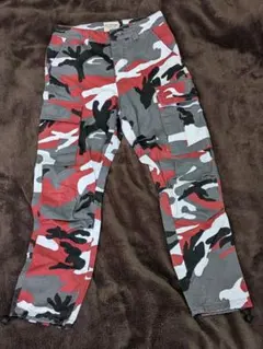 BIG FOR SAM カーゴパンツ 迷彩 赤 白 黒 灰 Sサイズ