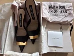 SergioRossi sr1ブラックレザー ポインテッドトゥミュール　37.5のサムネイル