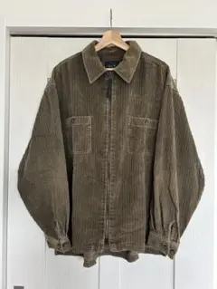 90s 00s カーキ コーデュロイ ジャケットシャツ ジップアップ XLのサムネイル