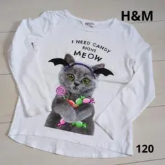H&M（エイチアンドエム）長袖Tシャツ　 ロンTハロウィン　黒猫デザイン