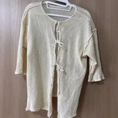 kastaneメッシュ素材 長袖 カーディガン アイボリーのサムネイル
